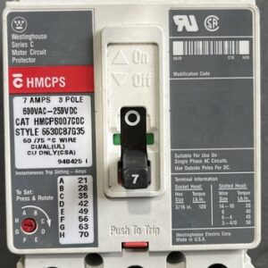 Westinghouse HMCPS007C0C 7 amp 3 pole 600 vac